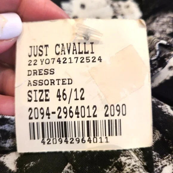 Just Cavalli Dress NWT IT 46 US 12 Black White Abstract Print Bodycon - Picture 10 of 12